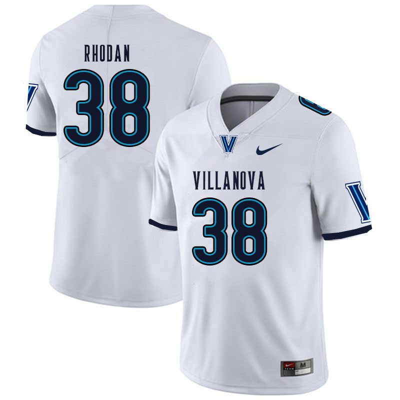Men #38 John Rhodan Villanova Wildcats College Football Jerseys Sale-White